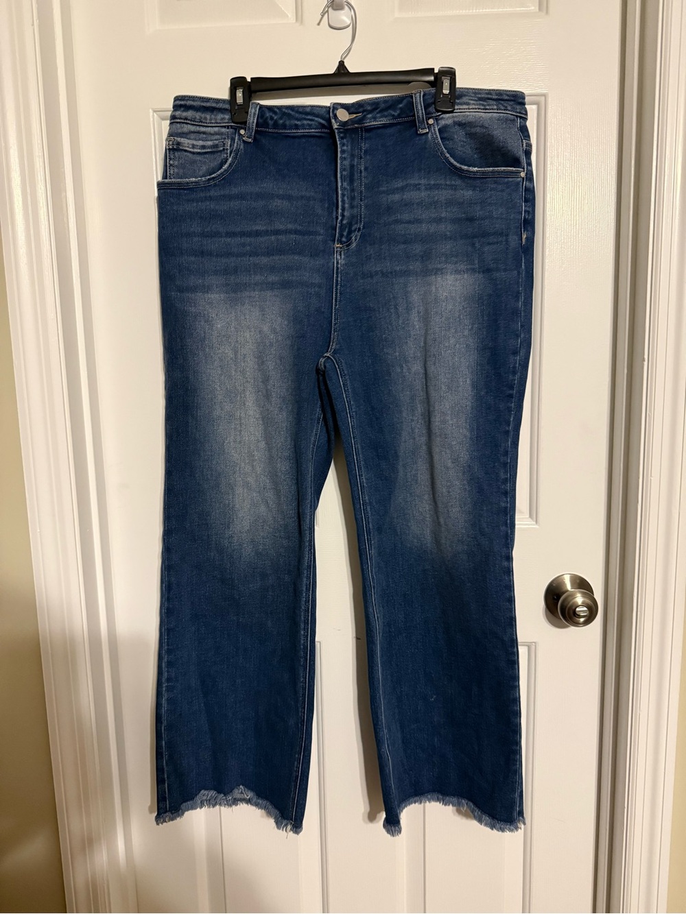 Risen Los Angeles High Rise Wide Leg Raw Hem Jeans 2XL Plus Size Dark Wash
